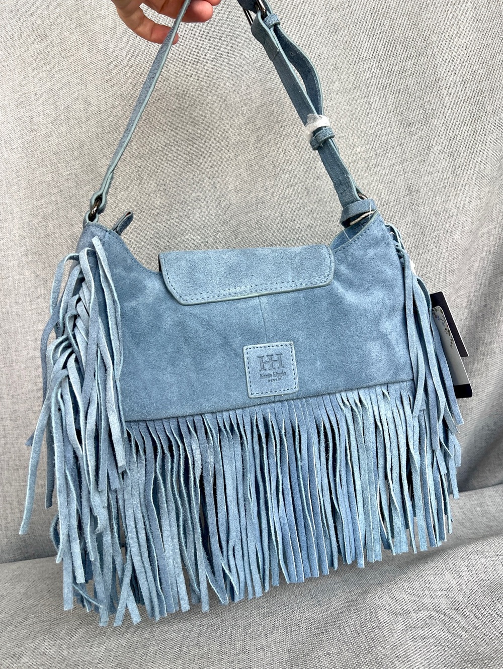 Haute Hippie Genuine Suede Fringe Shoulder bag Blue - Picture 2 of 11